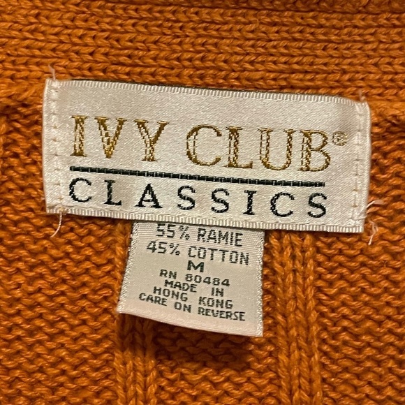 Vintage Ivy Club Classics Size Medium Marigold Button Front Cable Cardigan - Picture 3 of 3